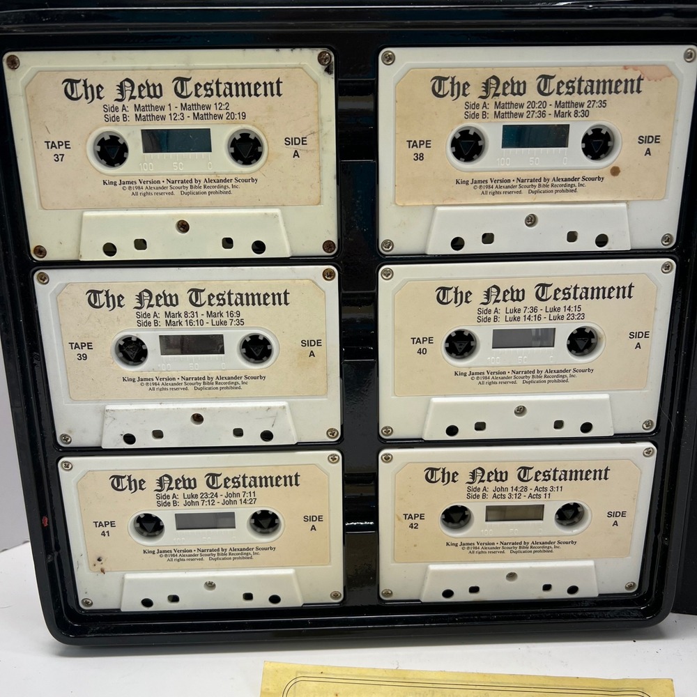 Alexander Scourby New Testament Audio Cassette Set KJV Red 12 Tapes Vintage 1984 - Picture 6 of 7